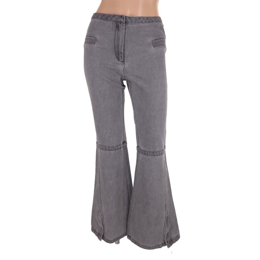 Nodress Paneled Flared Jeans US XS Womens Gray Split Hem Y2K $235